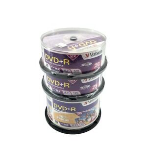 Verbatim DVD+R 4.7GB 16x 120Min Discs – New, Unused, Open‎ Box ( 100 pack)